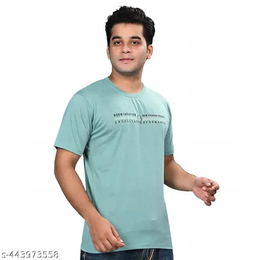 Light blue cotton men's t-shirt, round neck, pack of 3