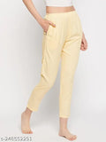 Women's straight leg yellow rayon full length pyjamas