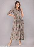 Rayon printed women's kurti with three-quarter sleeves, vibrant design and multiple sizes available (M-XXL) for daily wear and high fashion occasions