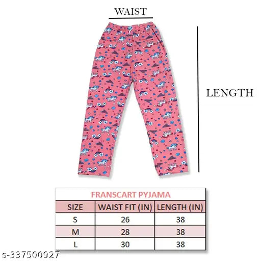 Colorful cotton blend printed full length pyjamas, pack of 4