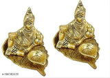 Metal Kuber Deepak murti set of 2 for home, office, and temple decoration, Indian god idols, 11cm x 9cm x 7cm each