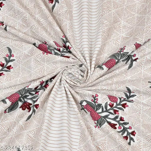 King size cotton bedsheet with 2 pillow covers, botanical print by Riddhi Siddhi Textiles, ideal for summer adult use