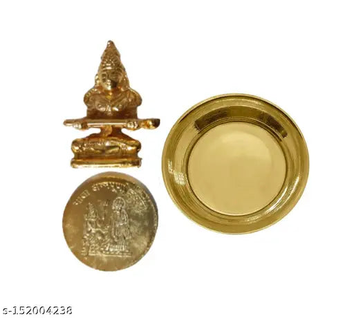 Brass MATA ANNAPURNA idol, Goddess of Food & Prosperity (India)