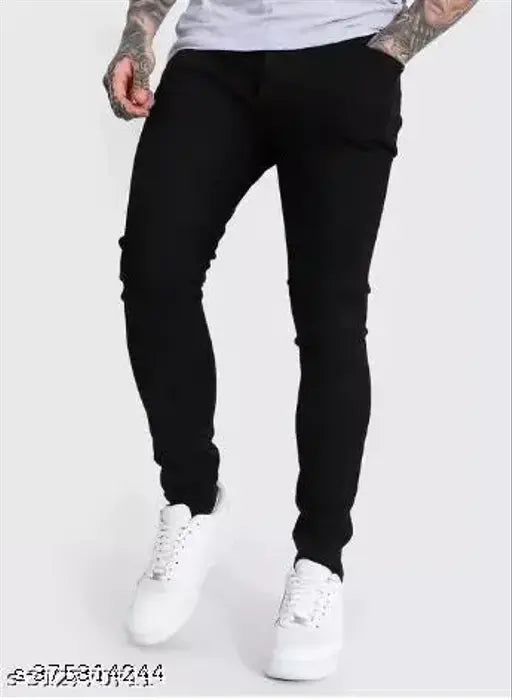 Black denim men's jeans, perfect fit for any occasion (size 30 x 38), from SHRIRADHE ENTERPRISES