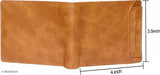 Tan faux leather wallet, 8 card slots, durable cloth lining. Artificial leather men's wallet, stylish and well-designed