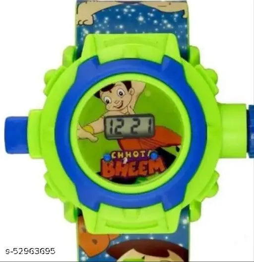 Unisex kids watch with cartoon character design, featuring Scooby Doo, blue band, digital display
