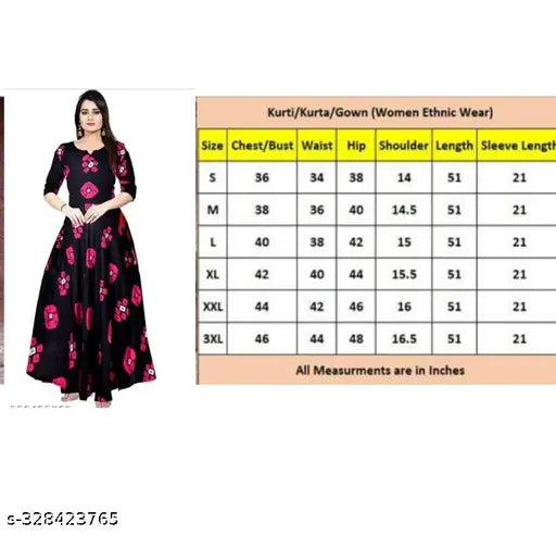 Pink flower print rayon Anarkali kurti set for women and girls, Indian traditional design with long sleeves