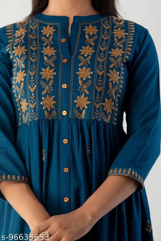 Embroidered rayon kurta