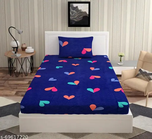 Glow-in-the-dark Glace Cotton floral single bedsheet & pillow cover (60x90, 20x30 inches), skin-friendly and colorfast