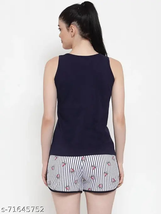 White Claura cotton sleeveless pyjamas, soft and comfortable women's nightsuit for relaxation - Made in India