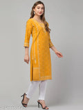 Yellow woolen kurta with a line print