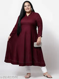 Maroon plus size rayon straight V-neck kurti, three-quarter sleeves, solid pattern from India (L: 45in, XL: 45in, available in sizes up to 7XL)