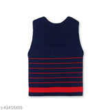 Boys Red Acrylic Striped Sleeveless Vests Pack of 3 - Breathable, cozy winter wear for kids aged 0-6 years