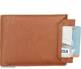 Textured faux leather men's wallet, features 2 compartments, free size (10cm x 10cm), handcrafted in India