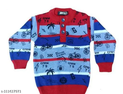 Wool long sleeve dress for boys and girls, printed net design in various sizes (5-12 years), Indian origin