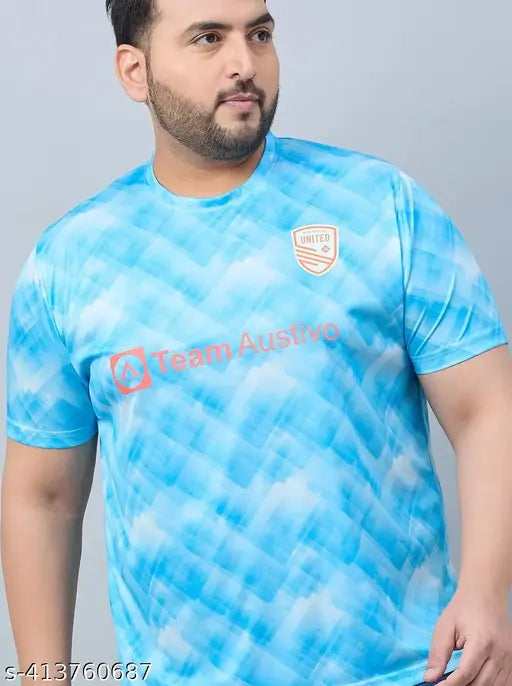 Polyester Austivo men's graphic active wear T-shirt, printed sleeve, round neck, XL size