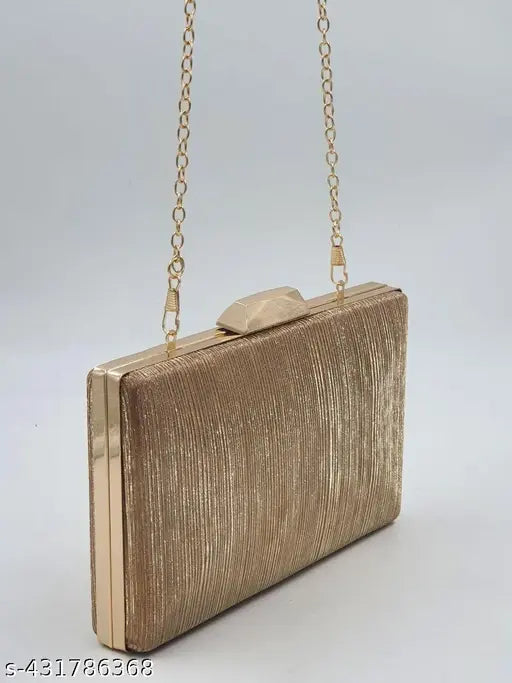 Italian designer box clutch in gold tone