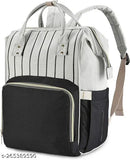 Black polyester diaper backpack, durable water-resistant travel bag for mom with multiple pockets and insulated bottle holders. Perfect for newborn essentials organization