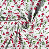 Red and white flowered design, three-piece set
