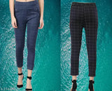 Modern check Lycra jeggings for women, 2-piece set in size 24 (waist 24in, length 34in), stylish and versatile workwear