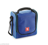 Designer lunch box, blue fabric, 12 compartments