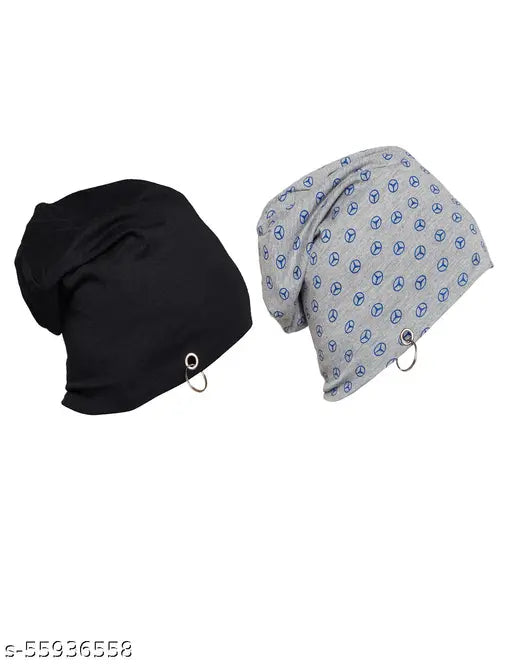 Multicolor cotton beanie caps by Vimal Jonney, Indian-made men's solid pattern headwear