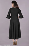 Black round flared kurti with bell sleeves