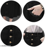 Black denim maxi A-line skirt, lightweight and breathable for women's fashion, size 26-46, made in India