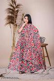 White organic Georgette Anarkali Kurta, printed net, three-quarter sleeves, ideal for festivals & weddings