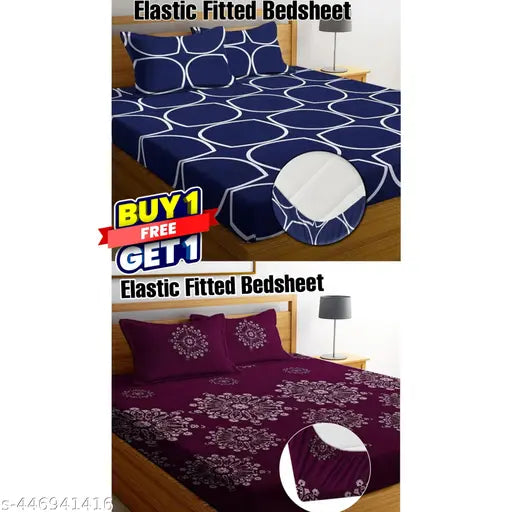 White glace cotton king size elastic fitted double bedsheet, glowing in the dark