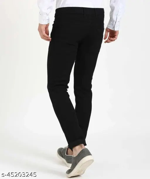 Creatywitty men's regular black jeans slim fit, denim solid for stylish everyday wear (size 28/30in, length 30in or size 32/30in, length 30in; made in India)