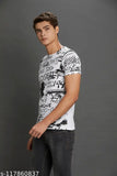 Skittzz men's printed roundneck cotton blend t-shirt, short sleeves with vibrant design, available in multiple sizes
