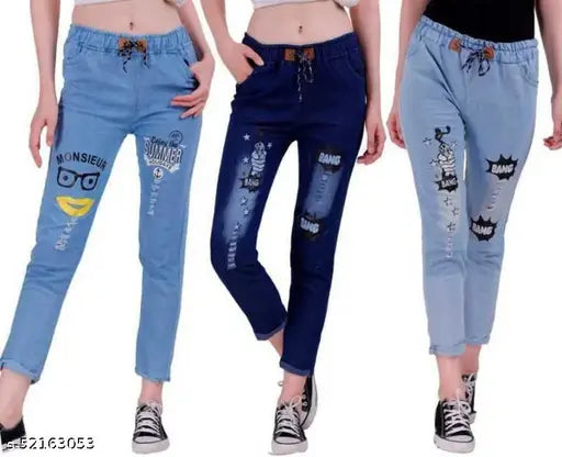 Stylish latest denim jeggings for women, solid pattern, available in sizes 24, 26, 28, and 30 (India origin)