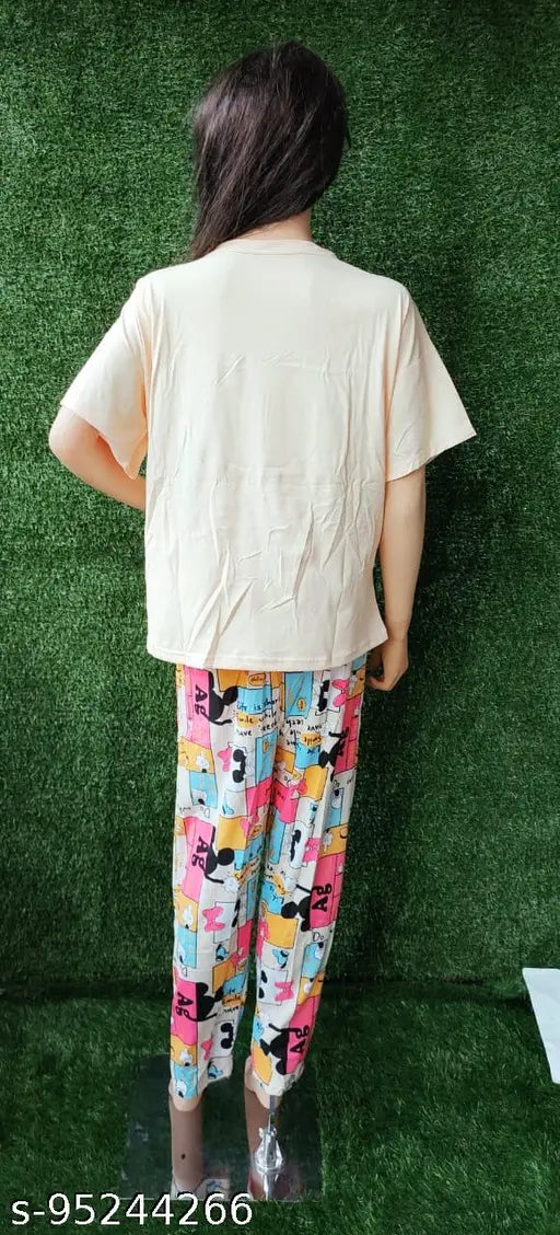 Printed hosiery nightgown set, attractive for women's summer sleepwear, imported from China