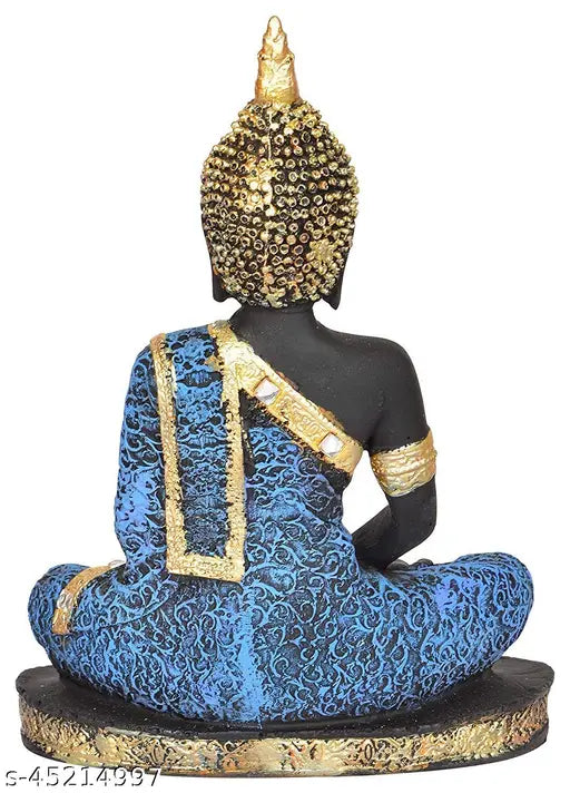 Blue & black poly resin Buddha statue decorative showpiece (10cm x 16cm x 24cm)