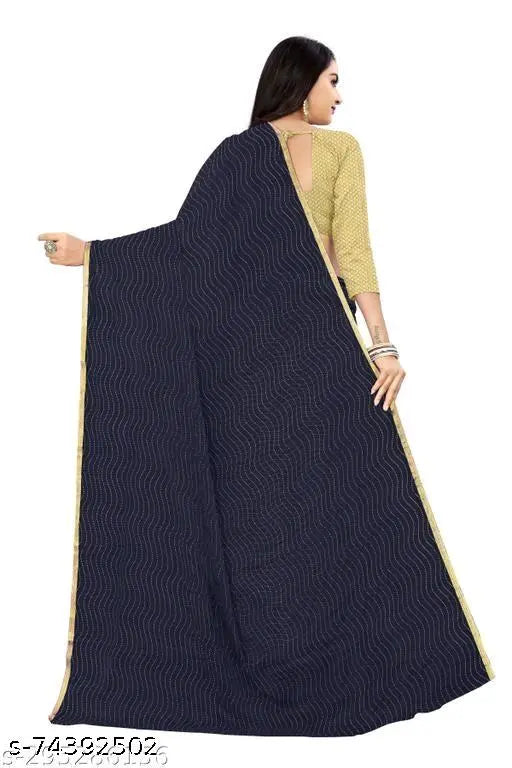 Black and brocade Balaji Texo Fab chiffon saree with separate blouse piece, free size (L5.5m, B0.8m), Indian origin