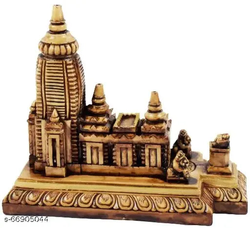 Ceramic brown miniature Jagannath Temple model, handcrafted Odisha stone dust replica for home decor or gift