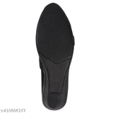 Stylish casual synthetic lycra women's shoe, black with buckle bow