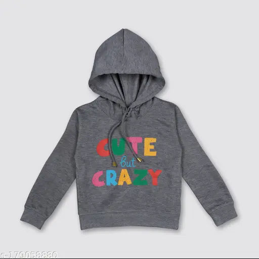 Comfy wool printed unisex hoodie with long sleeves & 2 side pockets, size 4-5 years