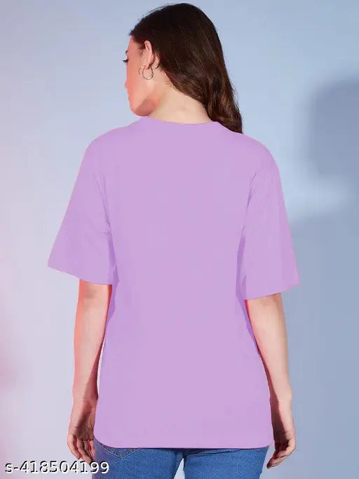 Purple cotton crew neck T-shirt women's oversized