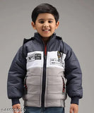 Boys' aqua blue nylon coat, zip closure, hood