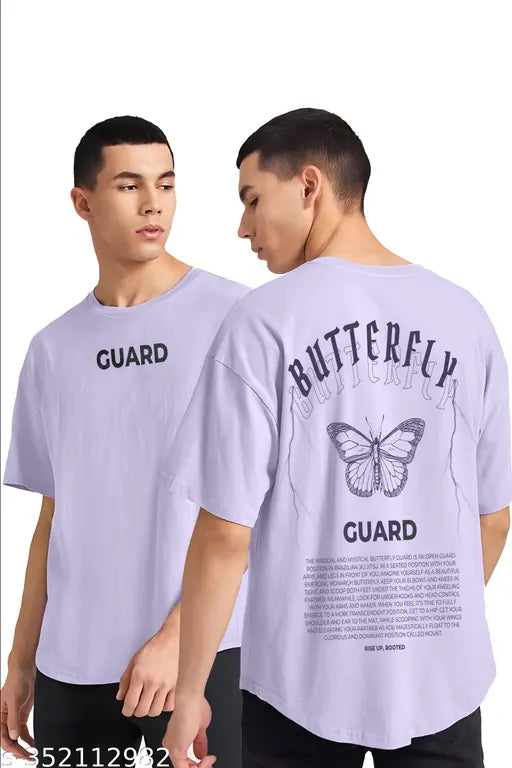 Men's blue printed round neck half-sleeve polycotton T-shirt, durable and soft for all seasons. Single item in sizes M, L, XL. Perfect for casual wear with jeans, chinos, or capris
