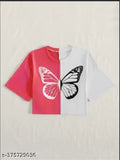 Two shade butterfly crop top, summer style in 100% cotton for girls and women