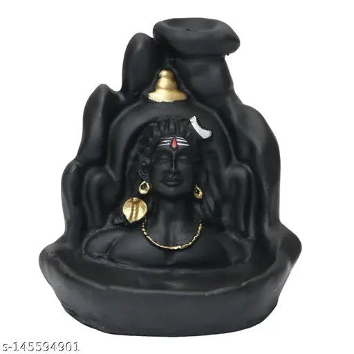 Polyresin Adiyogi Smoke Fountain Figurine with 10 cones, Indian Shiva statue for home decor or gift