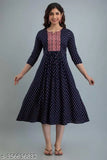 Rayon Fastival kurti with embroidery, three-quarter sleeves, printed combo for Diwali festival sale