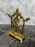 Gold plated Radha Krishna idol statue decorative showpiece, intricately crafted Indian handicraft for home and temple decor