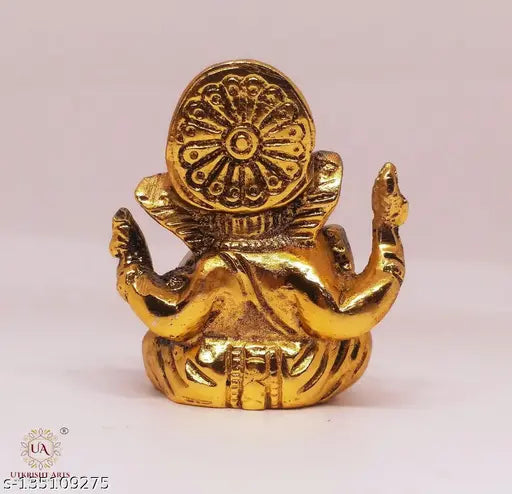 Metal Ganesha Idol for Car Dashboard - Handcrafted Indian religious showpiece for home and office decor