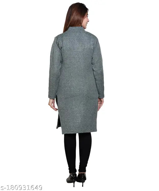 Women's straight woolen kurta, grey