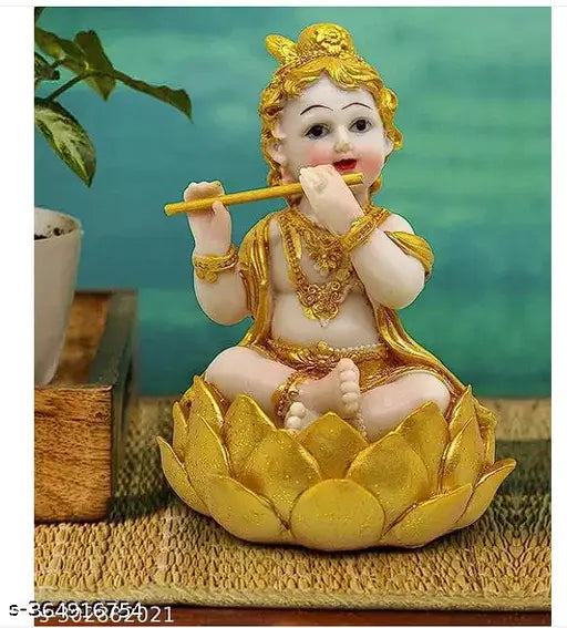 Satvik Wave Krishna Statue Hindu God Resin Statue | 5.2 X 4 Inch | Krishna Idol Figurine Decorative Showpiece for Table Decoration, House Warming Gifting, Home Decor.