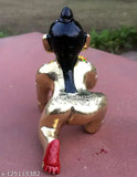 Brass hand-painted modern Krishna idol with gold color, 8x5x8 cm for pooja/temple decor